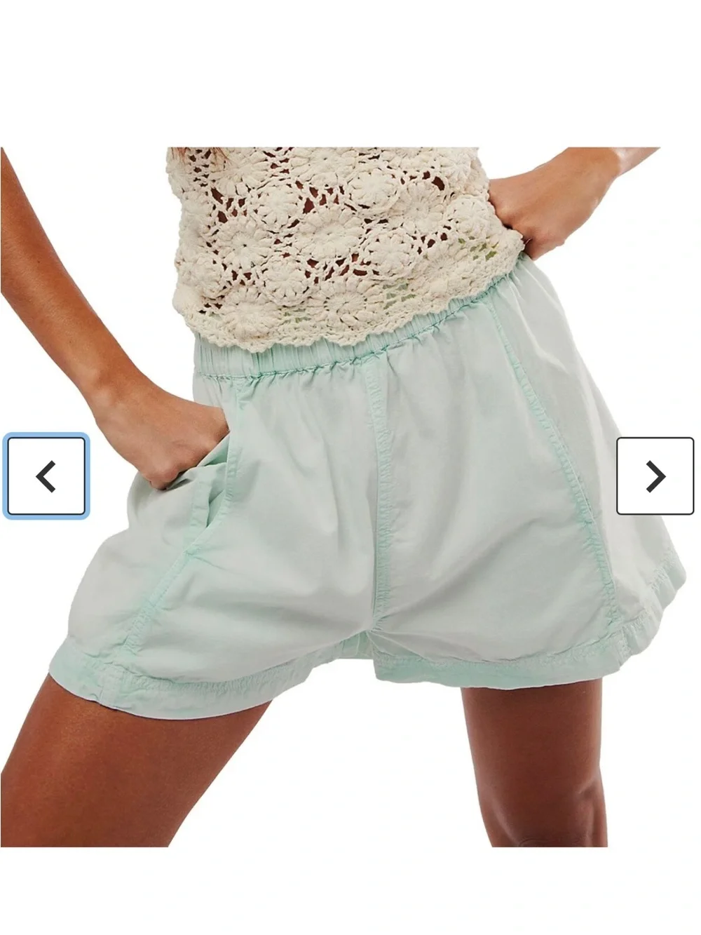 Free People Get Free Poplin Shorts Mineral Sea XS Sample NWOT MSRP $58